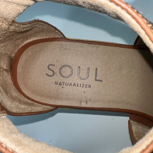 Soul Naturalizer Brown Sandal Wedges White Sole w/ Cork Womens Size 10W - Picture 12 of 15